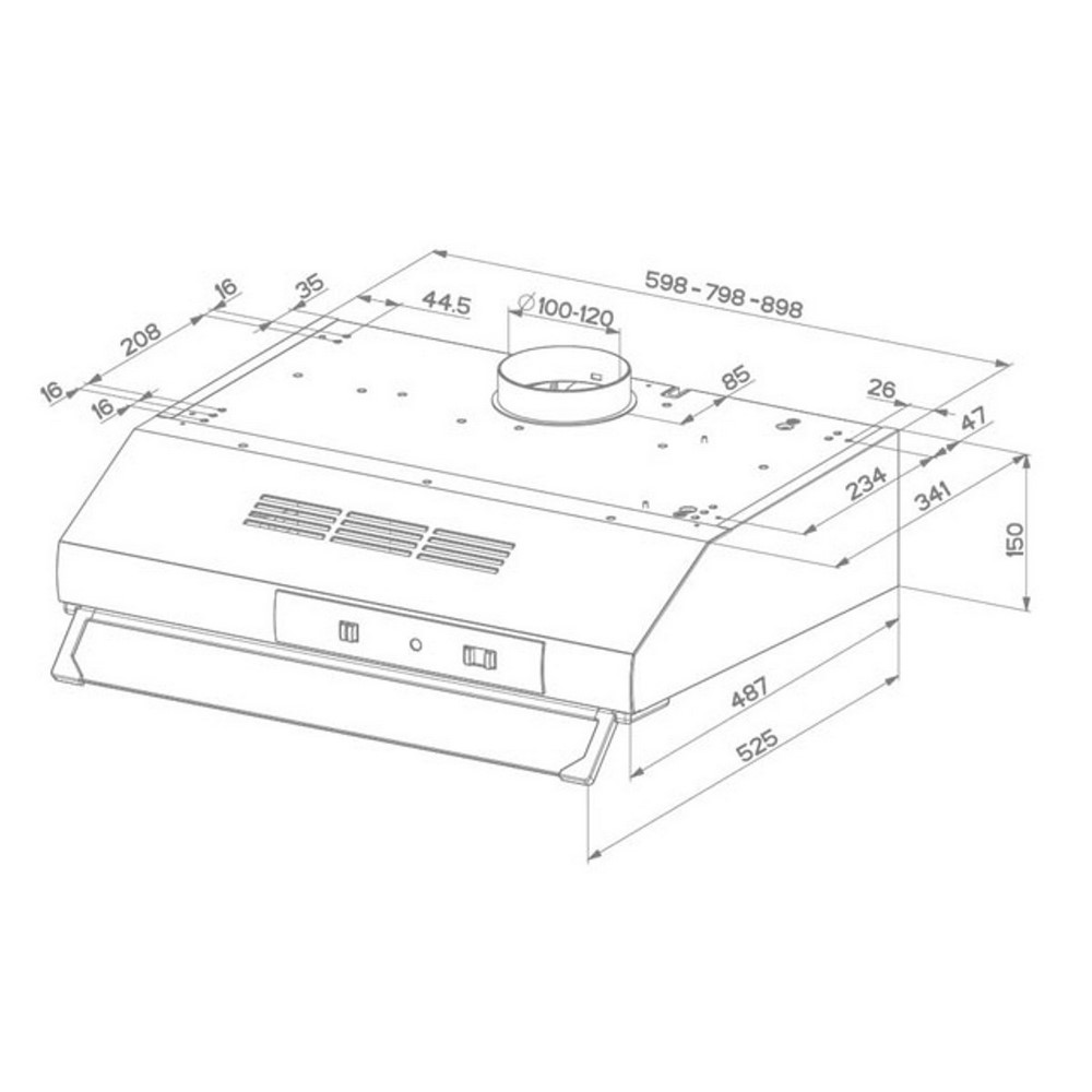 Cappa sottopensile 60 bianco TCH04 WH16A 741 300.0557.487